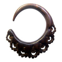 Load image into Gallery viewer, Holz dunkelbraun Lobe Piercing Bogen Hook Zacken
