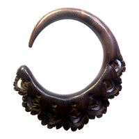Load image into Gallery viewer, Holz dunkelbraun Lobe Piercing Bogen Hook Zacken
