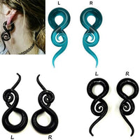 Load image into Gallery viewer, Piercing Feuerglas Spiral Taper schwarz Dehnschnecke 30g
