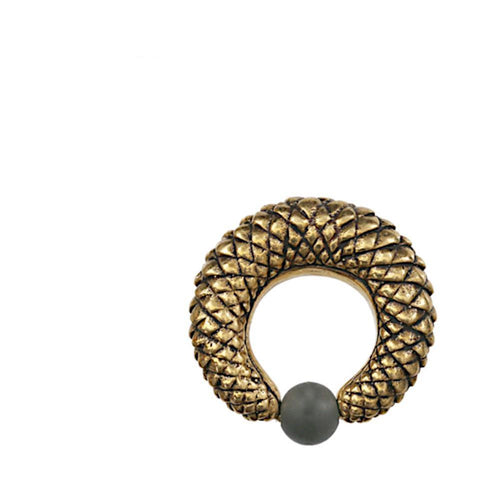 Gummi Klemmkugel Ring Messing Piercing Gitter