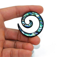 Load image into Gallery viewer, Piercing Ohrgewicht Brass Dehnschnecke Paua Abalone
