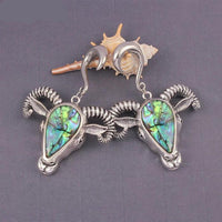 Load image into Gallery viewer, Ohrgewicht Piercing Hook Edelstahl Abalone Widder Kuh
