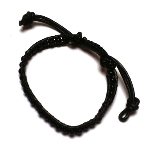 Lederarmband Leder Armband schwarz Onyx Perlen Unisex Schmuck Freundschaftsarmband verstellbar