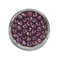 Load image into Gallery viewer, The Chunks Glaskristall Glitzer Buttons Click Button features sparkling purple crystals set in stainless steel—ideal for accenting Lederarmbänder.
