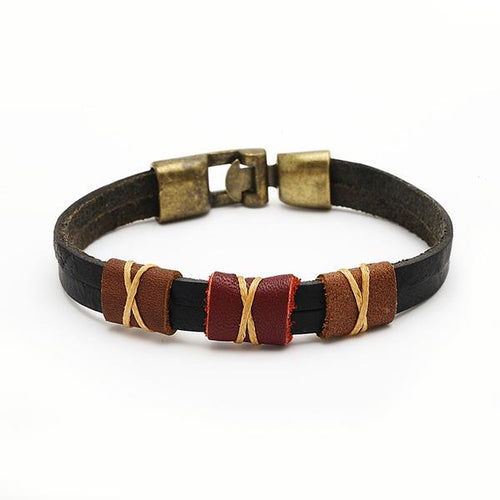 Lederarmbänder eckig Bänder umwickelt Brass Armband Leder Haken Verschluss unisex nickelfrei