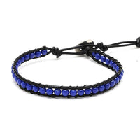 Load image into Gallery viewer, Das Lederarmbänder Achat gefärbt Perlen bunt Armband ist ein verstellbares, unisex Lederarmband mit bunten Achat-Perlen, schwarzer Kordel und praktischem Knopfverschluss.
