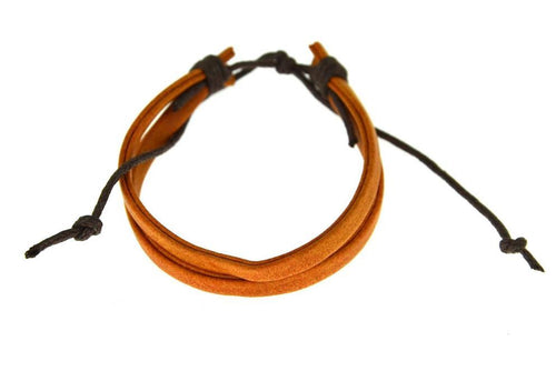 Lederarmband 2 Leder Bänder Baumwolle verstellbar