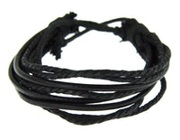 Load image into Gallery viewer, Leder Armband schwarz braun Schnüre verstellbar

