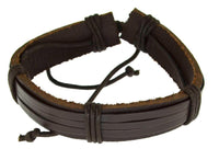 Cargar imagen en el visor de la galería, Leder Armband schwarz braun breit umwickelt verstellbar
