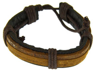 Cargar imagen en el visor de la galería, Leder Armband schwarz braun breit umwickelt verstellbar
