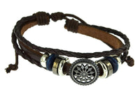 Load image into Gallery viewer, Leder Armband braun breit Brass Button verstellbar
