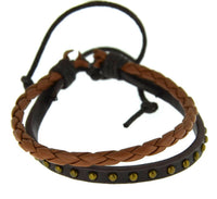 Load image into Gallery viewer, Leder Armband verstellbar geflochten Brass Nieten
