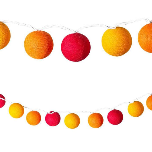 LED Lichterketten bunt 20 Baumwollkugeln (6 cm) CE 3,5m Deko innen Cotton Ball
