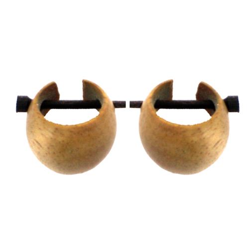 Holzcreolen, hellbraune Holzcreolen, handgeschnitzt aus Teakholz, 16mm, Pin-Ohrringe