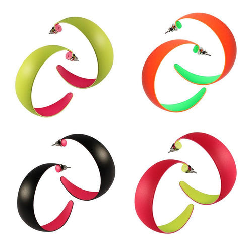 Ohrringe Creolen knallig neon Farben Ohrring Damen Metall nickelfrei Edelstahl Stecker Ringe