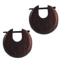 Load image into Gallery viewer, Pin Creolen Holz rund tränenförmig Horn-Pin verschiedene Hölzer 23 mm unisex
