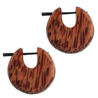 Load image into Gallery viewer, Pin Creolen Holz rund tränenförmig Horn-Pin verschiedene Hölzer 23 mm unisex
