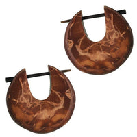 Load image into Gallery viewer, Pin Creolen Holz rund tränenförmig Horn-Pin verschiedene Hölzer 23 mm unisex
