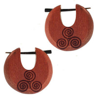 Load image into Gallery viewer, Holz Pin Creolen Sawoholz Horn-Pin 23 mm rund dunkle Gravur Motiv unisex
