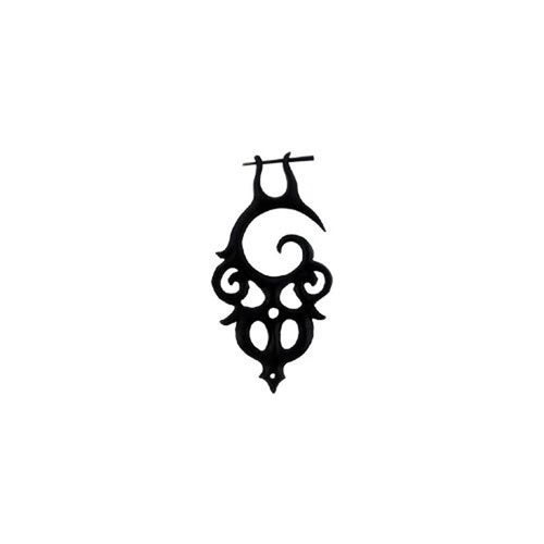 Pin-Ohrring, schwarzer tattooförmiger Pin-Ohrring, 60 mm, handgeschnitzt aus Büffelhorn