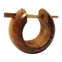 Load image into Gallery viewer, The "Holz Creolen 16mm Ohrringe Horn Pin organic" are handcrafted wooden hoop earrings with a horn pin, featuring a smooth finish and natural look, displayed against a white background.
