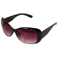 Cargar imagen en el visor de la galería, Die Sonnenbrille Damen Brille Schlangenhaut Animal Design glänzend getönt 400 UV hat dunkellila Gläser, UV-Schutz 400 und strukturierte Bügel im Schlangenhautmuster auf weißem Hintergrund.
