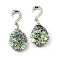 Load image into Gallery viewer, Ohrgewicht Piercing Hook Edelstahl Paua silber Baum
