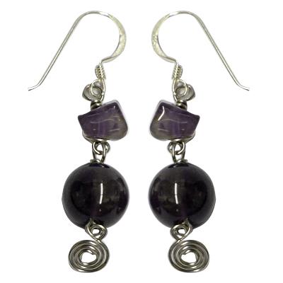 Amethyst-Ohrringe mit Bügel aus Sterling Silber 925