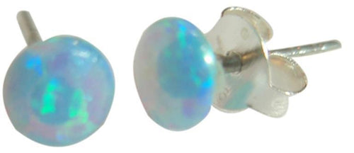 Ohrstecker Opal Blautöne Scheibe Glitzer Steinohrstecker Silberohrstecker 925er Sterling Silber
