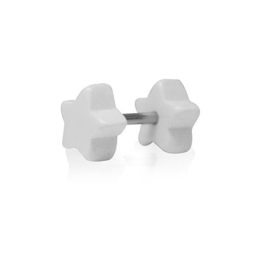 Fake Piercing Plug 7 mm Tunnel Ohrstecker Unisex Kunststoff weiß Stern Schmuck