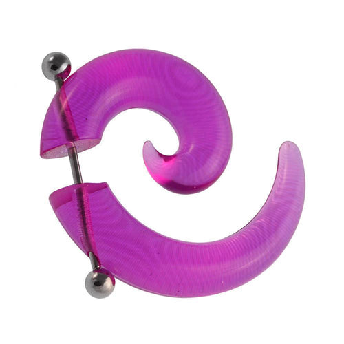 Fake Spirale Piercing Plug Ohrstecker Unisex Acryl Schmuck Edelstahl Stab pink