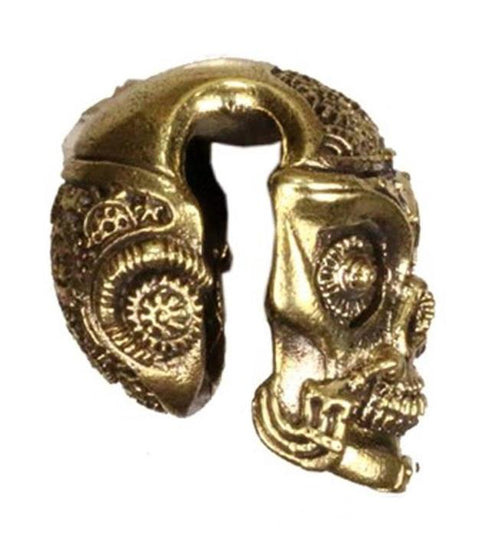 Lobe Piercing Messing antik gold Steam Punk Skull 12mm Plug Ohr Mayan Hook 4mm