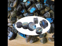 Load image into Gallery viewer, Labradorit Stein Flesh Plug double flared blau grau gelb
