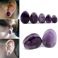 Load image into Gallery viewer, Amethyst Stein Flesh Plug Träne double flared lila
