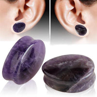 Load image into Gallery viewer, Amethyst Stein Flesh Plug Träne double flared lila
