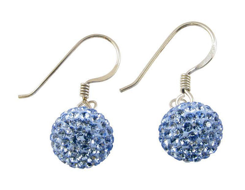 Glitzerkugel hellblau light safir 8 mm Kristall Ohrringe 925er Silber Damen Glitzer Schmuck Kugel