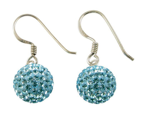 Glitzerkugel hellblau 10 mm Kristall Ohrringe 925er Sterling Silber Damen Glitzer Schmuck Kugel