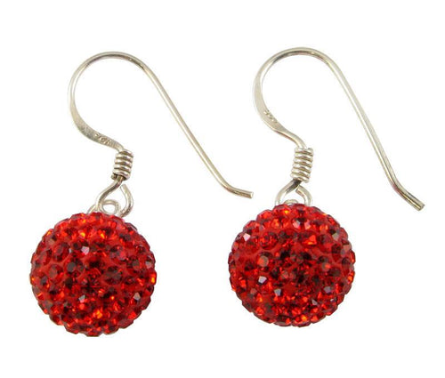 Glitzerkugel rot Light-Siam 8 mm Kristall Silberohrringe Ohrringe 925er Silber Damen Glitzer Kugel