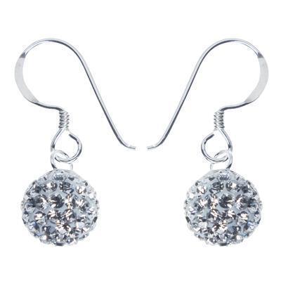 Glitzerkugel weiß Kugel 8 mm Kristall Ohrringe Ohrhänger 925er Sterling Silber Damen Glitzer Schmuck