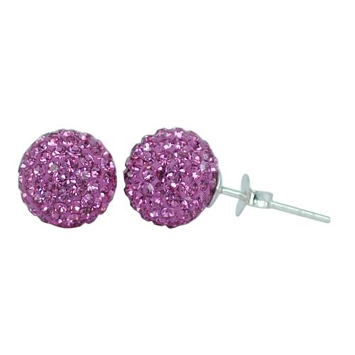 Glitzerkugel rosa 10 mm Kristall Silberohrstecker Ohrstecker Ohrringe 925er Silber Damen Glitzer