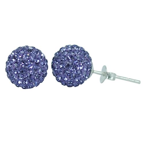 Glitzerkugel Amethyst lila 10 mm Kristall Silberohrstecker Ohrstecker 925er Silber Damen Glitzer