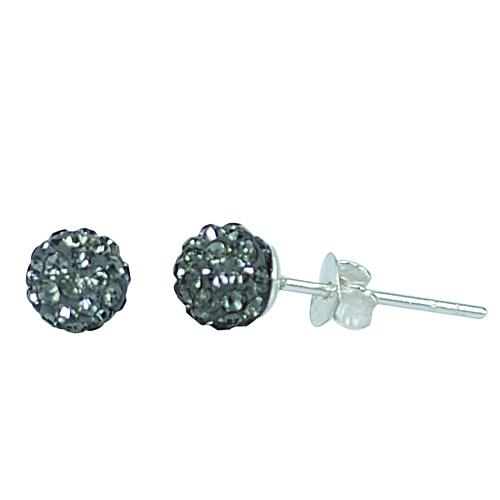 Glitzerkugel grau Black Diamond 6 mm Kristall Ohrstecker Ohrringe 925er Silber Damen Schmuck