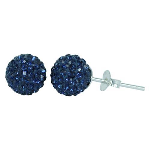 Glitzerkugel montana blau 6 mm Kristall Ohrstecker Ohrringe 925er Silber Damen Glitzer Schmuck