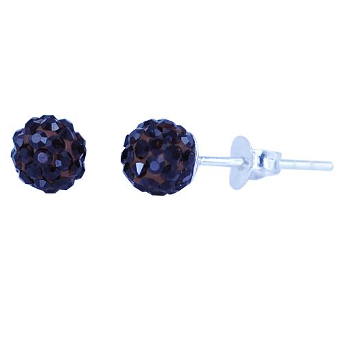 Glitzerkugel Kristall granat 6 mm Ohrstecker Ohrringe 925er Silber Damen Glitzer Schmuck