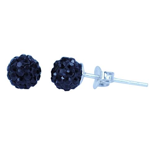 Glitzerkugel jet schwarz 6 mm Kristall Ohrstecker Ohrringe 925er Silber Damen Glitzer Schmuck