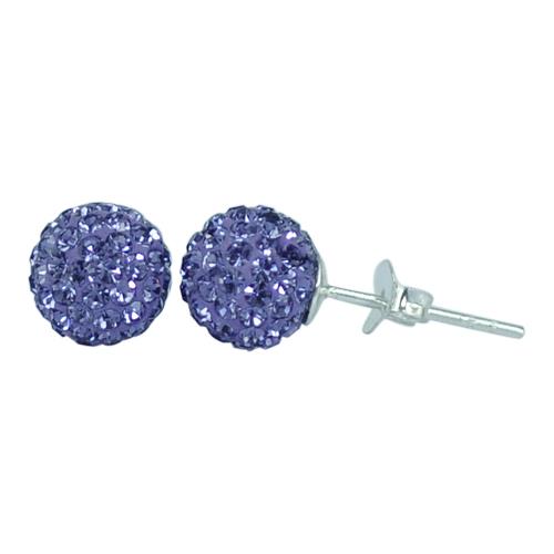 Glitzerkugel Amethyst lila 8 mm Kristall Silberohrstecker Ohrstecker 925er Silber Damen Glitzer