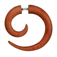 Load image into Gallery viewer, Ohrringe Holz Fake Piercing Spiralen Edelstahl Dehnschnecken
