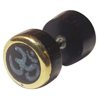 Cargar imagen en el visor de la galería, Fake Plug Piercing Edelstahl Holz Rand gold bemalt

