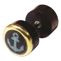 Cargar imagen en el visor de la galería, Fake Plug Piercing Edelstahl Holz Rand gold bemalt
