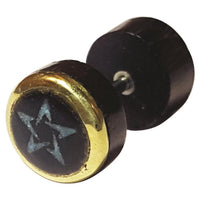 Cargar imagen en el visor de la galería, Fake Plug Piercing Edelstahl Holz Rand gold bemalt
